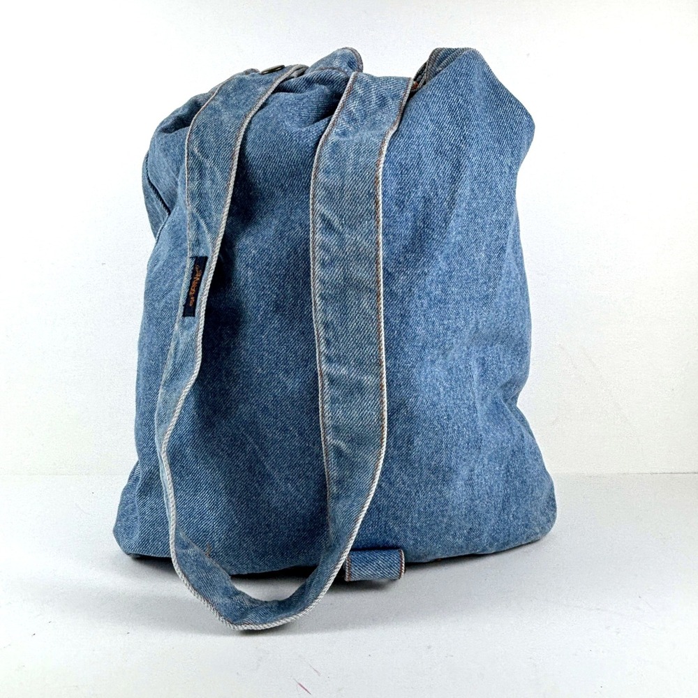 Shane Denim Drawstring Backpack Bag Boho Festival… - image 2